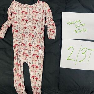 Mushroom Print Kids One-Piece Romper - Pink/Red